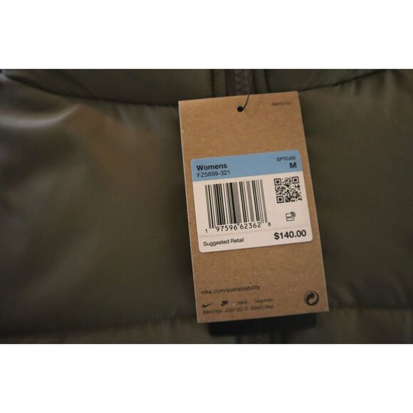 Nike FZ5899-321 Women's Sz M Lt Green Therma-FIT Loose Hooded Puffer Jacket - Picture 5 of 11